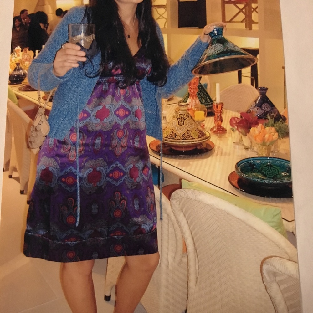 Purple Print Silk Dress
